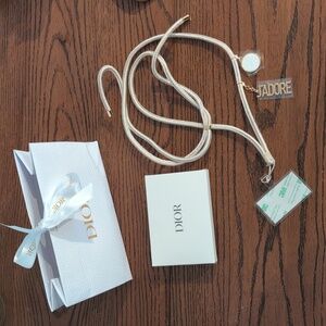 DIOR Phone Ring / Strap Gold & White Rope Lanyard with J'ADORE Charms